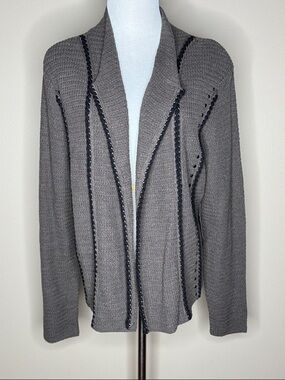 Nic+Zoe womens gray knit open front cardigan size XL.